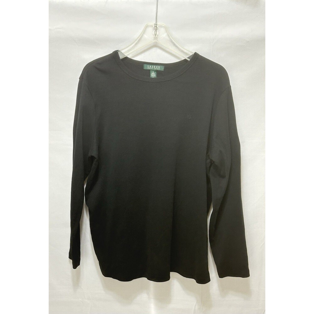 Ralph‎ Lauren Womens 1X (16-18) Black Longsleeve Henley Top